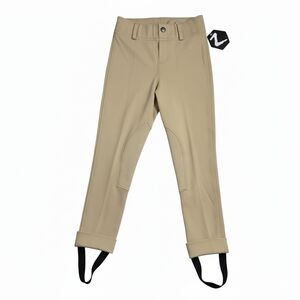 NWT Horze Nora Kids Pull On Knee Patch Jodhpur Breeches 130 US S Tan